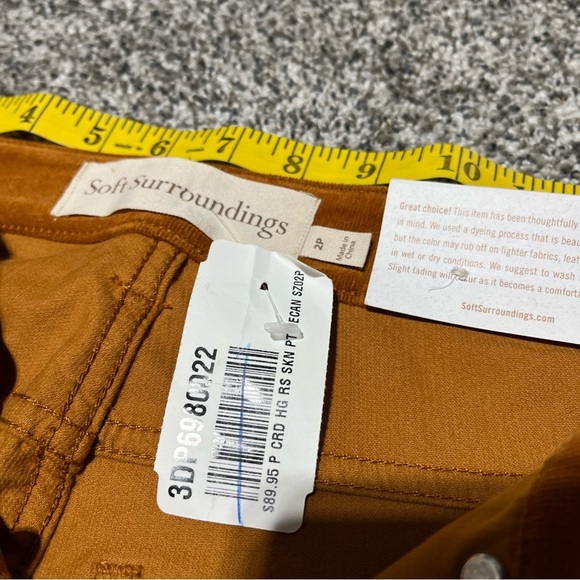 Soft Surroundings Womens Corduroy Pecan Full Length Skinny Pants Size 2p NWT - Picture 7 of 11